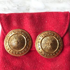 Chanel Classic clip on gold tone earrings